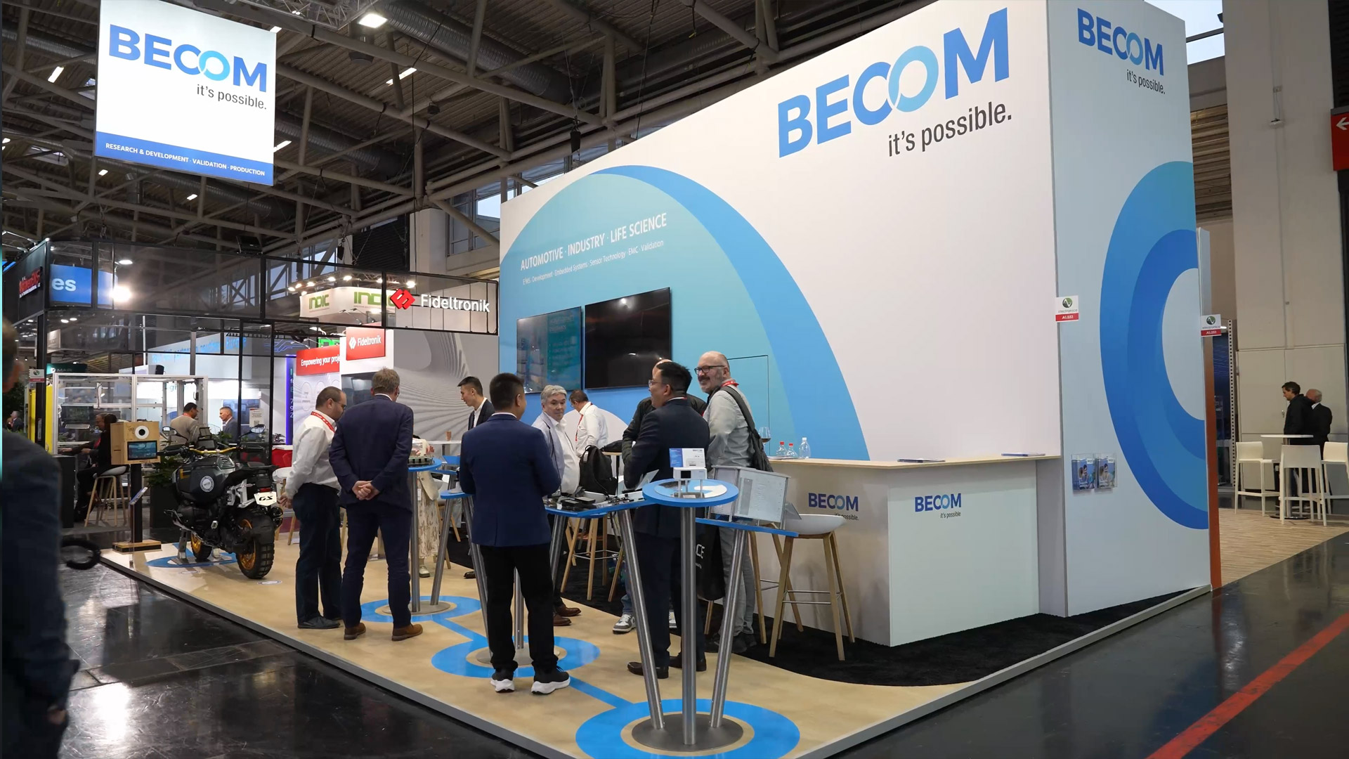 Neuheiten Becom Messestand electronica 2024 Messe Muenchen