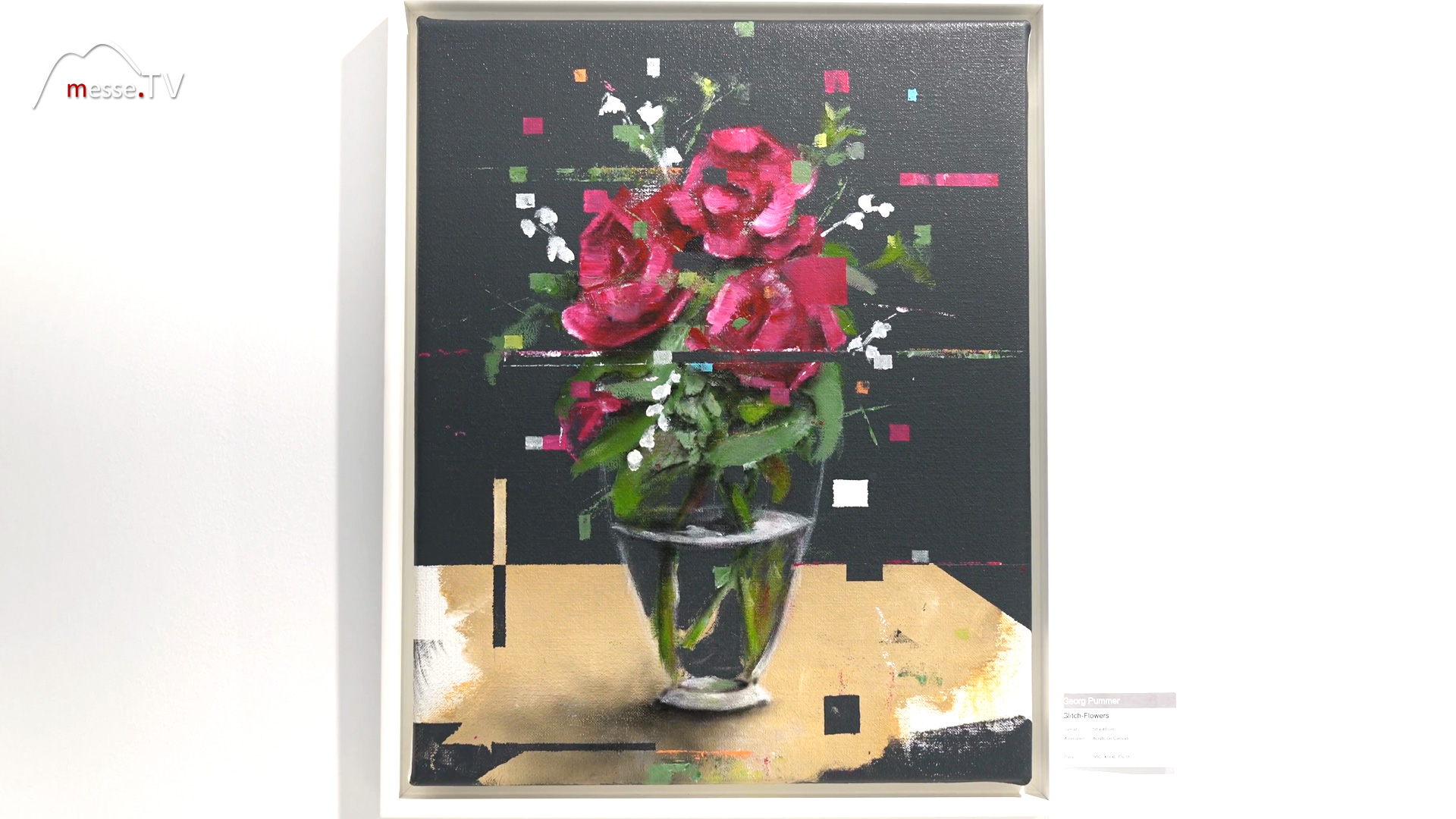 glitch flowers red still life acrylic painting artmuc