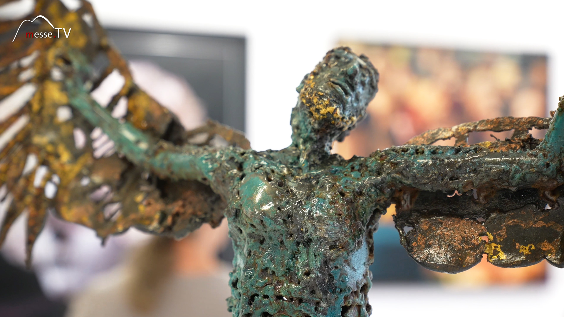 iron sculpture turquoise gold leaf horst wendland