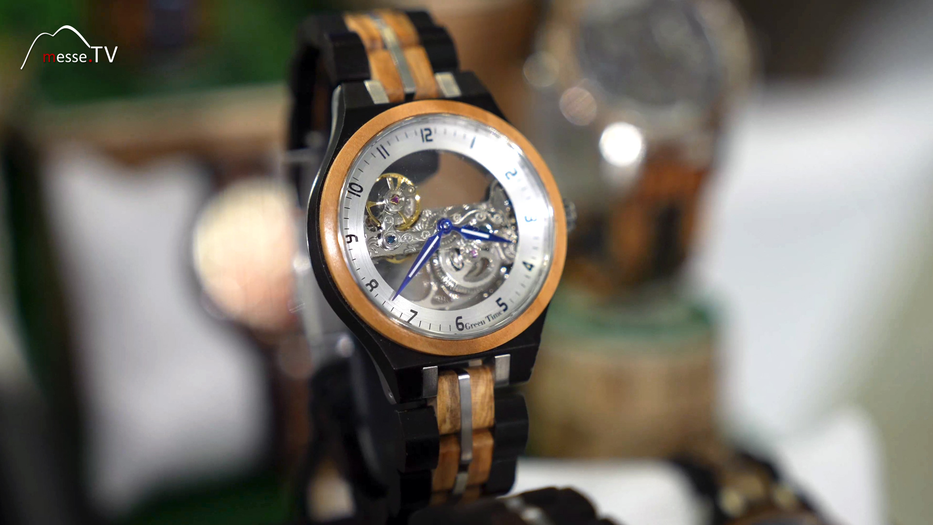 wooden skeleton watch greentime