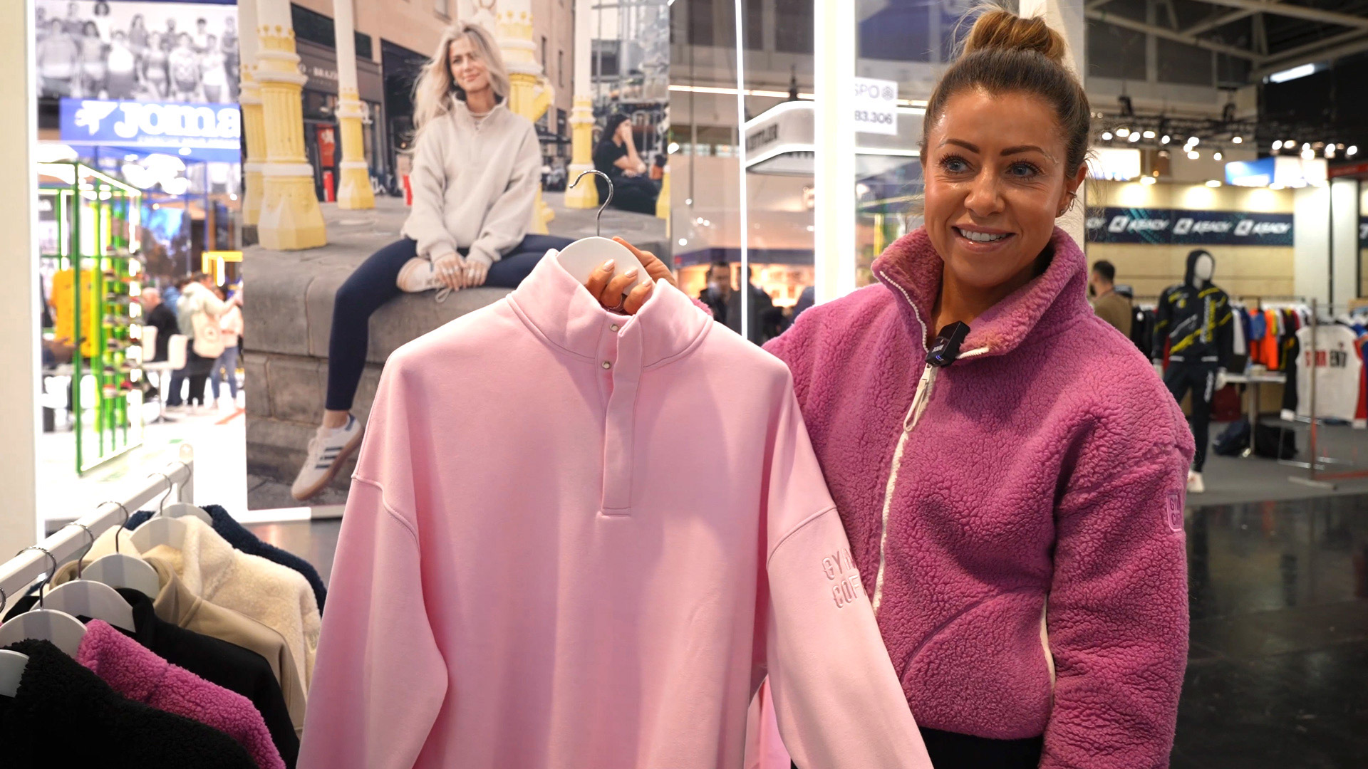 pink snap collar jacket gym plus coffee