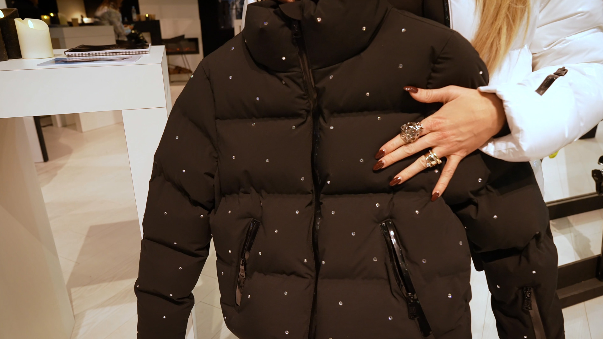 ski jacket with swarovski stones nikkie