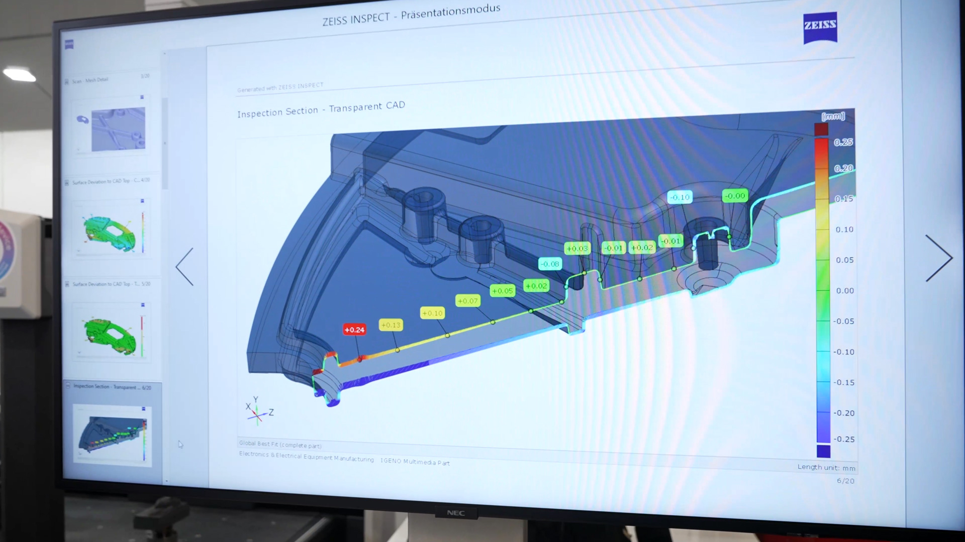 display software zeiss inspect measurement data presentation mode