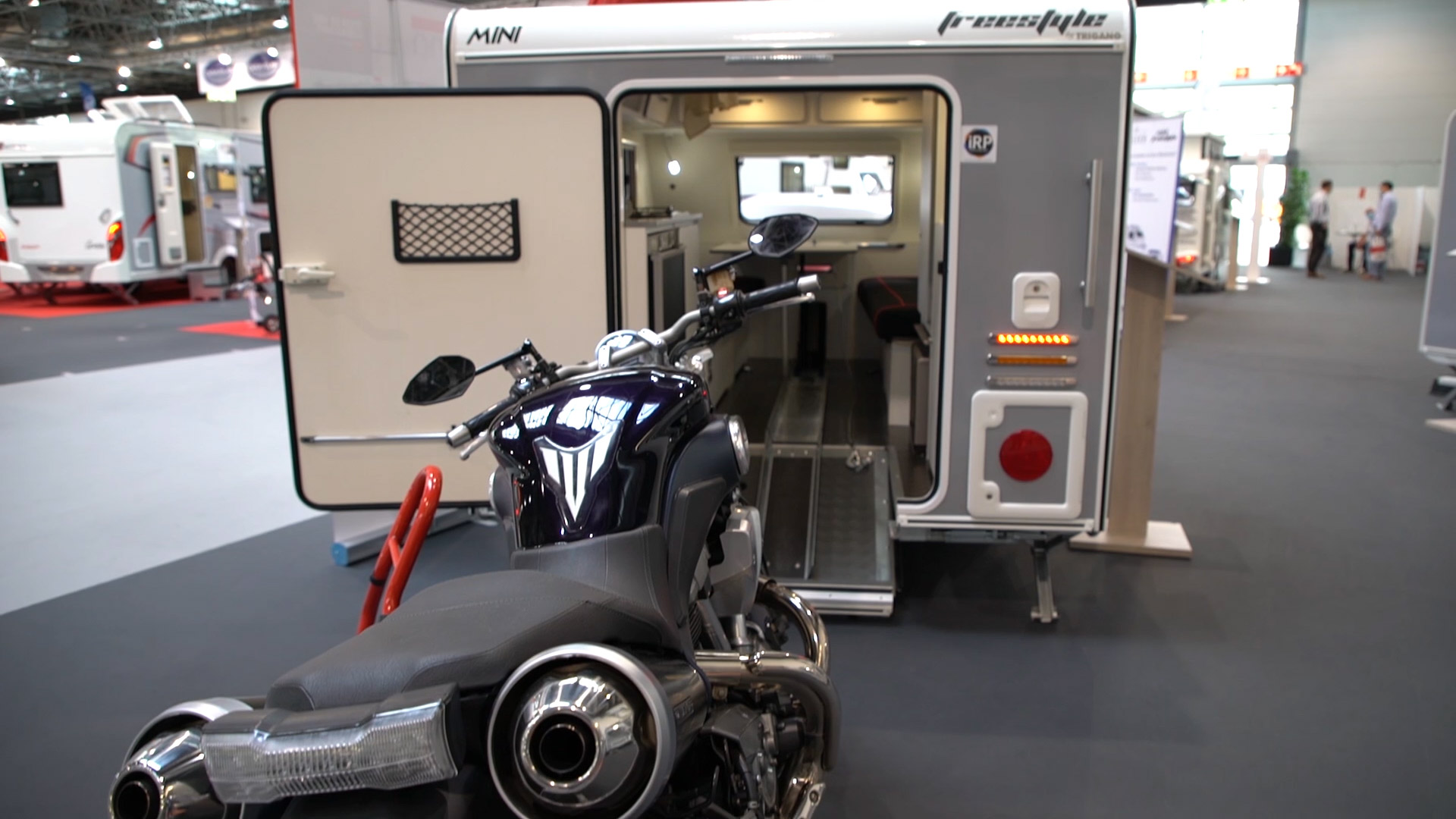 caravan with motorcycle transport option